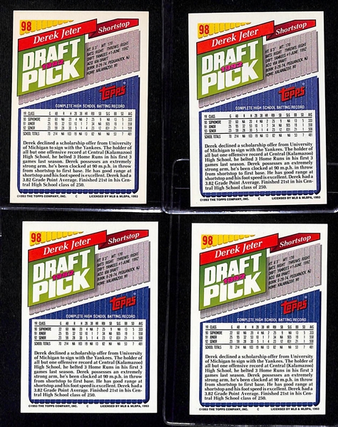 Lot of (25+) Derek Jeter Cards with Rookies and Inserts inc. (4) 1993 Topps Rookies, 1993 Score Select Rookie, (2) 1993 Upper Deck Rookies, +